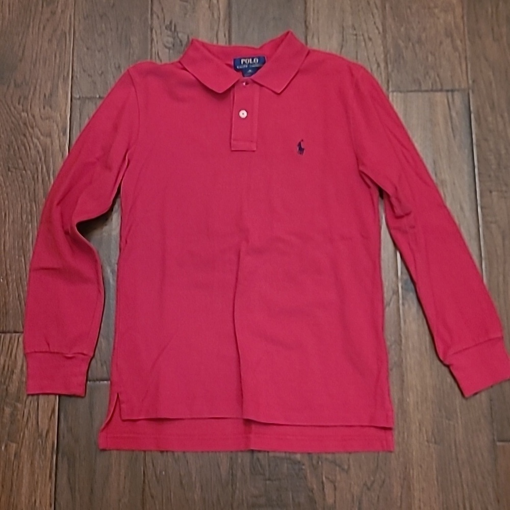 Polo Ralph Lauren boy's red long-sleeved polo style shirt size Medium (10/12)